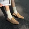 88-5 Mocasines Retro de Gamuza Exquisitos Decorados con Hebilla, Zapatos Cómodos y Versátiles