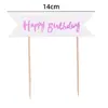 Banner de Arco de Feliz Cumpleaños Plug-in Tarjeta Plug-in para Pastel Vestir Bronceado Horneado Bandera de Feliz Cumpleaños