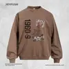 Sudadera con cuello redondo y estampado de figura digital para hombre, primavera y otoño, holgada, tendencia americana, tie-dye vintage, top deportivo