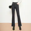 Jeans de Terciopelo Talle Alto Acampanados Talla Plus para Mujer Nuevo Estilo Otoño/Invierno 2026 Elásticos Gruesos Pantalones Largos Elegantes para el Trabajo Casual