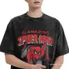 [Transfronterizo 230g] Camiseta Aniversario Cómic de Spider-Man Spider-Man Hip-Hop Lavada Streetwear Retro