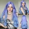 Peruca Feminina Cobertura Total da Cabeça com Ondas Grandes Gradiente Azul Cabelo Longo Cacheado Cyber Hot Peruca Diária das Spice Girls Transfronteiriça wig