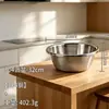 Conjunto de Tigela e Escorredor de Aço Inoxidável 304 Grau Alimentício Cesta de Drenagem Doméstica Tigela para Lavar Vegetais Tigela para Sovar Massa Tigela para Bater Ovos Borda Invertida Tigela Multiuso