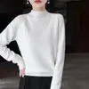 Suéter de estilo minimalista con cuello semialto 100% lana pura para mujer, nueva capa base de punto cálido engrosada para otoño e invierno