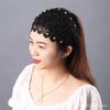 Estilo étnico faixa de cabelo pérola laço cabelo cobrindo banda de cabelo quebrado headband oco respirável cabelo branco cobrindo lenço feminino acessórios para o cabelo