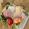 Ramo de flores artificiales de rosa con borde quemado para decoración de escenas, arreglo floral decorativo de alta gama, rosas artificiales, flores secas, flores falsas