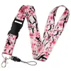 Cuerda de Flor Rosa Arcoíris para Teléfono Móvil Parche Colgante para el Cuello Correa para Lanyard Memoria USB Cámara Tarjeta de Identificación Llavero Tarjeta con Agujero para Colgar