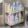 Estante lateral de almacenamiento multifuncional para lavadora, estante de balcón de varias capas de pie, cesta de almacenamiento para espacios estrechos, organizador de huecos, carrito pequeño