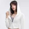 2026 Novo Estilo Top de Yoga com Capuz, Roupa Esportiva Curta para Corrida, Roupa Fitness, Jaqueta Feminina de Manga Longa
