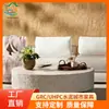Mesa de Centro para Sala de Estar de Casa Privada Estilo Wabi-Sabi con Pilares Integrados de Concreto, Simple y Duradera, Mesa de Té para Interiores de Alta Gama Personalizable