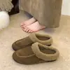 Chinelos de algodão quentes com forro de veludo, bico fechado, para mulheres, novo estilo de outono, slip-ons para usar ao ar livre, chinelos Birkenstock de meia para pessoas preguiçosas