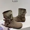 Botas de mujer de cuero estilo vintage color marrón Maillard con plataforma interior, botines estilo Birkenstock, botas de cowboy western