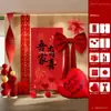 Decoração de Casamento Sala de Estar Quarto Cortinas Faixas Caractere Dupla Felicidade Pano Pendurado Parede de Fundo Roupa de Casamento Área para Fotos Arranjo do Quarto de Casamento