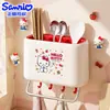 Caja de almacenamiento auténtica Hello Kitty para palillos de cocina, estante de pared sin taladro, jaula para palillos con drenaje