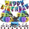 Decoración de Fiesta de Fortnite Bandera de Juego Inserto para Pastel Juego de Globos Suministros de Cumpleaños para Niño