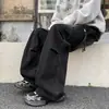Jeans plisados estilo americano para hombre, moda casual versátil vintage de calle, desgastados, lavados, holgados, con caída, ropa de trabajo