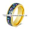 Europa e América Hot Sale Anel de casamento Cor dourada 8mm Anel de aço de tungstênio Azul Roxo Cascalho