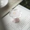 Moji Flor de Cerezo Pintada a Mano Tapa de Cerámica Estilo Japonés para Accesorios de Ceremonia del Té Tapa de Olla de Arena Morada para Tapa de Tazón Tapa de Té para Base para Flores