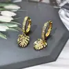 Fonte de Abastecimento Exclusiva Transfronteiriça: Brincos de Folha de Tartaruga Banhados a Ouro Cobre para Mulheres, Brincos Criativos da Moda Folha Tendência Europeia e Americana