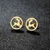 Pendientes de Acero Inoxidable Calados Transfronterizos Nuevos con Varios Diseños de Gatos, Renos, Abejas, Mariposas y Conejos en Stock
