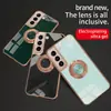 Capa para celular Samsung S23Ultra A53 banhada A73 com fivela de anel s22plus magnética capa protetora para carro
