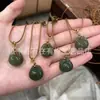 Colar Pingente de Jade Hetian Natural, Colar Clavicular de Fivela de Segurança em Forma de Coração de Jade Hetian, Pingente de Colar de Jade Saco da Sorte