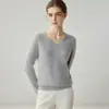 Suéter minimalista 100% cachemira pura para mujer, cuello en V, tejido trenzado, jersey, perfecto como capa interior, versátil para otoño e invierno