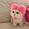 Gorro Rosa con Forma de Corazón y Orejas de Gato para Mascota, Adorno para la Cabeza Dulce y Femenino de Felpa, Disfraz Divertido para Sesión de Fotos de Cumpleaños de Perro