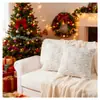 Funda de Almohada Navideña Conejo sin Relleno Piel de Conejo Acolchada Árbol de Navidad Cojín de Respaldo para Sofá del Hogar Funda de Cojín Festiva