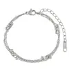 Estilo Ins Coreano Sencillo y Moderno Cadena Doble de Cuentas Pulsera de Acero de Titanio de Alta Calidad Chapada en Oro Real Personalizada para Mujer