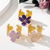 1 Conjunto de Anéis Retrô Europeus e Americanos, Anéis de Metal Esmaltado com Flores Estilo Resort Francês Transfronteiriço para Mulheres, Fresco e Doce