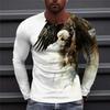 Camiseta de otoño para hombre transfronteriza Águila impresión digital 3D sudadera de calle europea y americana manga larga 100 leche