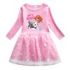 Vestido infantil de manga comprida outono roupas 2022 Primavera e Outono novo estilo ocidental infantil saia da equipe Wangwang saia de malha de primavera para meninas