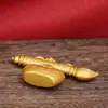 Nuevo Oro Arena Cepillo Grande Trayendo Riqueza Wenchang Pluma Adorno Dragón Enrollado Pluma Cepillo Hogar Oficina Adorno Decorativo Colección