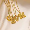 Collar de Acero Inoxidable con Baño de Oro de 18 Quilates, Color Dorado Imitación, Letra Inglesa 26, Estilo Metálico Elegante, Popular Transfronterizo, Joyería de Moda