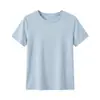 Camiseta de Color Sólido con Cuello Redondo y Manga Corta de Tencel + Lino con Costura Trasera, Estilo Nuevo, Fresca y con Caída, Top Holgado y Versátil