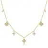 Collar de Trébol de Cuatro Hojas de la Suerte Estilo Nuevo Japonés Plata de Ley S925 Incrustado con Piedras Preciosas de Color Natural Cadena para Clavícula Joyería Versátil Estilo Bosque