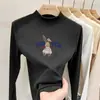 Camiseta linda y casual de manga larga para niñas, nueva colección otoño/invierno 2026, hecha de tela polar suave, estilo pullover con cuello semialto