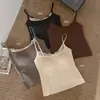 Nueva lencería de estilo francés de canalé y encaje con tirantes finos para mujer, top tipo camiseta de longitud media con copas y tirantes, transfronterizo