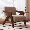 Sillón Individual de Madera Maciza para Sala de Estar Richard Ocio Retro Balcón Cafetería Vintage Diseñador Perezoso Alojamiento