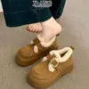 Sapatos Birkenstock Autênticos de Couro Pelúcia Engrossados Quentes Inverno Novo Estilo Sola Grossa Sapatos de Pele de Lã de Cordeiro Botas de Neve Grandes Sapatos de Algodão Femininos