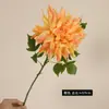Rama Única con 2 Cabezas de Dalia Crisantemo Floreciendo Flor Artificial de Alta Calidad Decoración para Hogar Restaurante Adornos Florales Accesorios para Fotografía