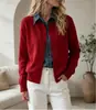 Cárdigan de Punto con Cuello de Mezclilla Transfronterizo 2026 Primavera/Otoño Nuevo Diseño de Moda Suéter Falso de Dos Piezas para Mujer