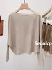 Suéter extremadamente elegante y versátil con un aire relajado y sofisticado, mangas murciélago, tejido estilo "old money" para mujer, suave top Versalles