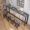 Mesa de Bar Simples de Parede Mesa Estreita Comercial Mesa Longa Doméstica Mesa e Cadeiras para Loja de Chá com Leite Banqueta Alta Balcão de Bar