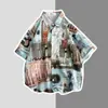 Estilo Hong Kong Ins Tendencia Estilo Retro Estilo Coreano Camisa Floral Holgada Pareja Graffiti Estilo Perezoso Camisa de Novio Chaqueta para Hombre y Mujer
