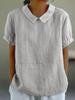 En Stock Aliexpress Estación Independiente Wish Más Vendido Nuevo Suelto Solapa Camisa Algodón Manga Corta Top de Mujer