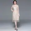 -Foto real Novo bordado indústria pesada malha vestido elegante francês