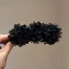Pinza de Plátano de Malla Rosa Estilo Yi Mengling Pinza Vertical para Cola de Caballo Alta Pinza para el Cabello Accesorio para el Cabello Estilo Festivo