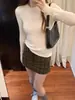 Nuevo Top Transparente de Punto Sexy Color Verde Menta para Mujer Otoño/Invierno Top Fino de Canalé de Nicho Ropa Interior